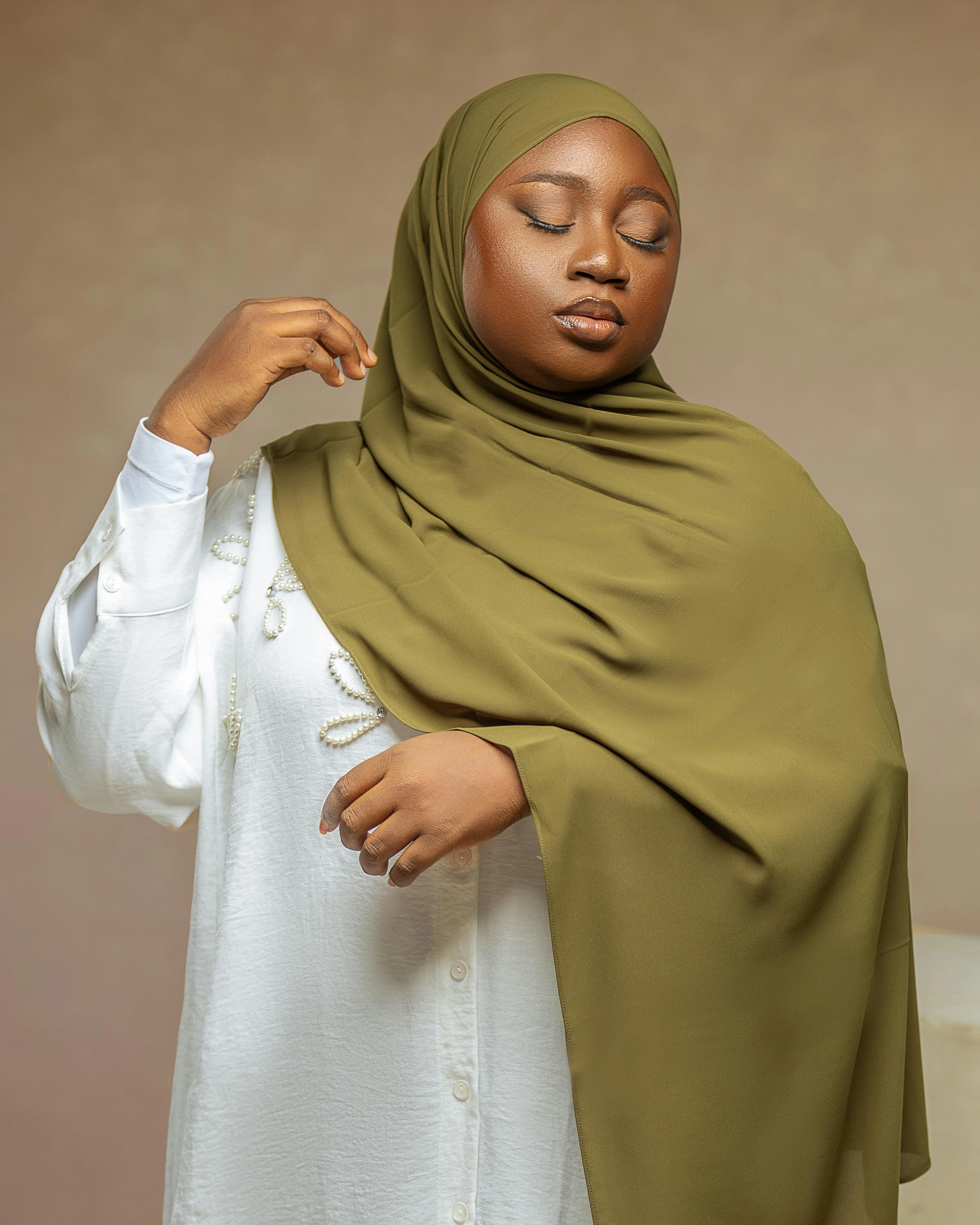 A Muslim woman wearing a fashionable headscarf